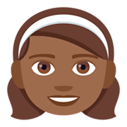 👧🏾 Emoji Mädchen: mitteldunkle Hautfarbe JoyPixels 4.0.