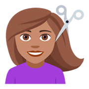 💇🏽 Emoji Persona Cortándose El Pelo: Tono De Piel Medio en JoyPixels 4.0.