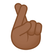🤞🏾 Emoji Hand mit gekreuzten Fingern: mitteldunkle Hautfarbe JoyPixels 4.0.
