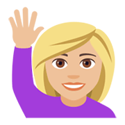 🙋🏼 Emoji Persona Con La Mano Levantada: Tono De Piel Claro Medio en JoyPixels 4.0.