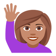 Emoji 🙋🏽 Persona Con Mano Alzata: Carnagione Olivastra su JoyPixels 4.0.