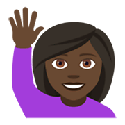 🙋🏿 Emoji Person mit erhobenem Arm: dunkle Hautfarbe JoyPixels 4.0.