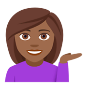 💁🏾 Emoji Pessoa Com A Palma Virada Para Cima: Pele Morena Escura na JoyPixels 4.0.