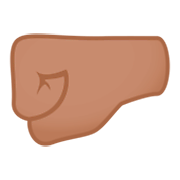 🤛🏽 Emoji Faust nach links: mittlere Hautfarbe JoyPixels 4.0.