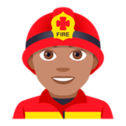 Emoji 👨🏽‍🚒 Pompiere Uomo: Carnagione Olivastra su JoyPixels 4.0.