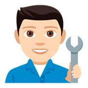 👨🏻‍🔧 Emoji Mechaniker: helle Hautfarbe JoyPixels 4.0.
