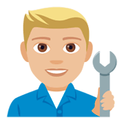 👨🏼‍🔧 Emoji Mechaniker: mittelhelle Hautfarbe JoyPixels 4.0.