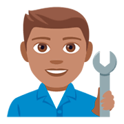 Emoji 👨🏽‍🔧 Meccanico Uomo: Carnagione Olivastra su JoyPixels 4.0.