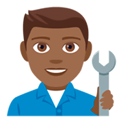👨🏾‍🔧 Emoji Mecânico: Pele Morena Escura na JoyPixels 4.0.