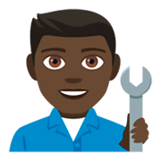 Emoji 👨🏿‍🔧 Meccanico Uomo: Carnagione Scura su JoyPixels 4.0.