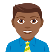 👨🏾‍💼 Emoji Funcionário De Escritório: Pele Morena Escura na JoyPixels 4.0.