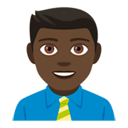 👨🏿‍💼 Emoji Büroangestellter: dunkle Hautfarbe JoyPixels 4.0.