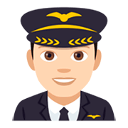 👨🏻‍✈️ Emoji Piloto De Avião Homem: Pele Clara na JoyPixels 4.0.