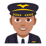 👨🏽‍✈️ Emoji Piloto De Avião Homem: Pele Morena na JoyPixels 4.0.