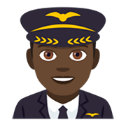 👨🏿‍✈️ Emoji Pilot: dunkle Hautfarbe JoyPixels 4.0.