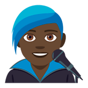 👨🏿‍🎤 Emoji Cantante Hombre: Tono De Piel Oscuro en JoyPixels 4.0.