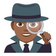 🕵🏾‍♂️ Emoji Detetive Homem: Pele Morena Escura na JoyPixels 4.0.