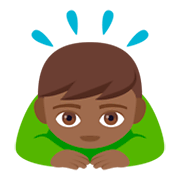 🙇🏾‍♂️ Emoji Hombre Haciendo Una Reverencia: Tono De Piel Oscuro Medio en JoyPixels 4.0.
