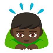 🙇🏿‍♂️ Emoji sich verbeugender Mann: dunkle Hautfarbe JoyPixels 4.0.