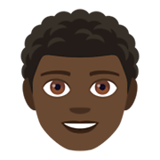 👨🏿‍🦱 Emoji Mann: dunkle Hautfarbe, lockiges Haar JoyPixels 4.0.