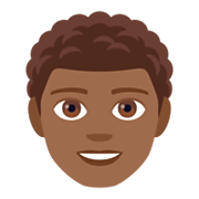 👨🏾‍🦱 Emoji Homem: Pele Morena Escura E Cabelo Cacheado na JoyPixels 4.0.