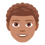 Emoji 👨🏽‍🦱 Uomo: Carnagione Olivastra E Capelli Ricci su JoyPixels 4.0.