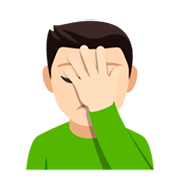 🤦🏻‍♂️ Emoji sich an den Kopf fassender Mann: helle Hautfarbe JoyPixels 4.0.