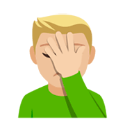 🤦🏼‍♂️ Emoji Hombre Con La Mano En La Frente: Tono De Piel Claro Medio en JoyPixels 4.0.