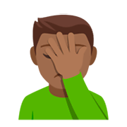 🤦🏾‍♂️ Emoji Hombre Con La Mano En La Frente: Tono De Piel Oscuro Medio en JoyPixels 4.0.
