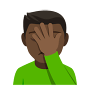 Emoji 🤦🏿‍♂️ Uomo Esasperato: Carnagione Scura su JoyPixels 4.0.