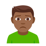🙍🏾‍♂️ Emoji missmutiger Mann: mitteldunkle Hautfarbe JoyPixels 4.0.