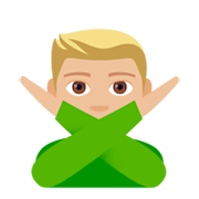 🙅🏼‍♂️ Emoji Hombre Haciendo El Gesto De «no»: Tono De Piel Claro Medio en JoyPixels 4.0.