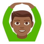 🙆🏾‍♂️ Emoji Hombre Haciendo El Gesto De «de Acuerdo»: Tono De Piel Oscuro Medio en JoyPixels 4.0.