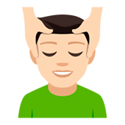 💆🏻‍♂️ Emoji Mann, der eine Kopfmassage bekommt: helle Hautfarbe JoyPixels 4.0.
