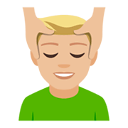 💆🏼‍♂️ Emoji Mann, der eine Kopfmassage bekommt: mittelhelle Hautfarbe JoyPixels 4.0.