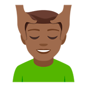 💆🏾‍♂️ Emoji Hombre Recibiendo Masaje: Tono De Piel Oscuro Medio en JoyPixels 4.0.