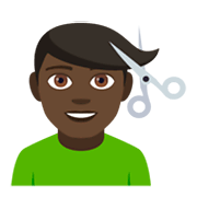 Émoji 💇🏿‍♂️ Homme Qui Se Fait Couper Les Cheveux : Peau Foncée sur JoyPixels 4.0.
