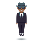 🕴🏾 Emoji Persona Trajeado Levitando: Tono De Piel Oscuro Medio en JoyPixels 4.0.