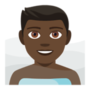 🧖🏿‍♂️ Emoji Hombre En Una Sauna: Tono De Piel Oscuro en JoyPixels 4.0.