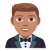 Emoji 🤵🏽 Persona In Smoking: Carnagione Olivastra su JoyPixels 4.0.