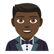 🤵🏿 Emoji Person im Smoking: dunkle Hautfarbe JoyPixels 4.0.