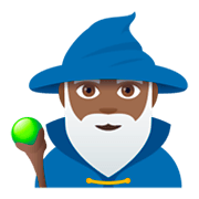 🧙🏾‍♂️ Emoji Mago: Tono De Piel Oscuro Medio en JoyPixels 4.0.