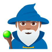 🧙🏽‍♂️ Emoji Mago: Tono De Piel Medio en JoyPixels 4.0.