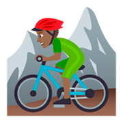 🚵🏾‍♂️ Emoji Hombre En Bicicleta De Montaña: Tono De Piel Oscuro Medio en JoyPixels 4.0.