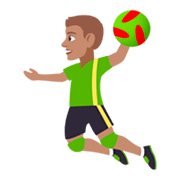 🤾🏽‍♂️ Emoji Handballspieler: mittlere Hautfarbe JoyPixels 4.0.