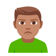 🙎🏽‍♂️ Emoji Hombre Haciendo Pucheros: Tono De Piel Medio en JoyPixels 4.0.