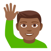 🙋🏾‍♂️ Emoji Hombre Con La Mano Levantada: Tono De Piel Oscuro Medio en JoyPixels 4.0.