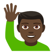 🙋🏿‍♂️ Emoji Mann mit erhobenem Arm: dunkle Hautfarbe JoyPixels 4.0.