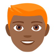 👨🏾‍🦰 Emoji Homem: Pele Morena Escura E Cabelo Vermelho na JoyPixels 4.0.
