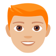 👨🏼‍🦰 Emoji Mann: mittelhelle Hautfarbe, rotes Haar JoyPixels 4.0.